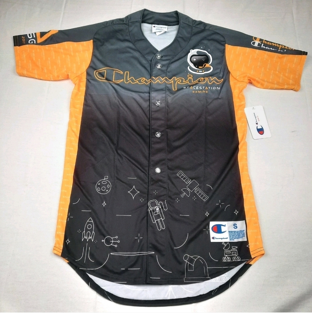 NWT Champion Spacestation Collab Graphic  Gaming Jersey Esports Mens Small Black